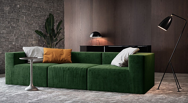 Зеленый диван в интерьере-23, диван Драм